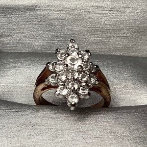 Vintage Evening rhinestone and gold plate ring